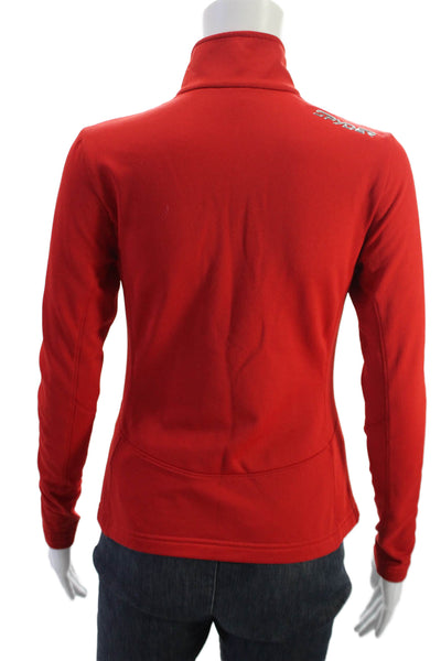 Spyder Women Red Mock Neck Zip Jacket Long Sleeve Basic Size 2