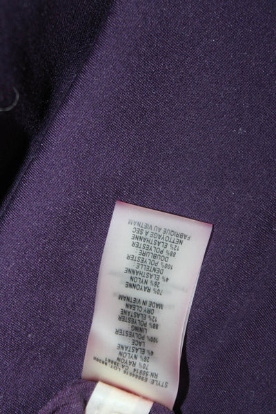 Elie Tahari Womens Purple Sheath Pencil Dress V Neck Sleeveless Zip Size 6