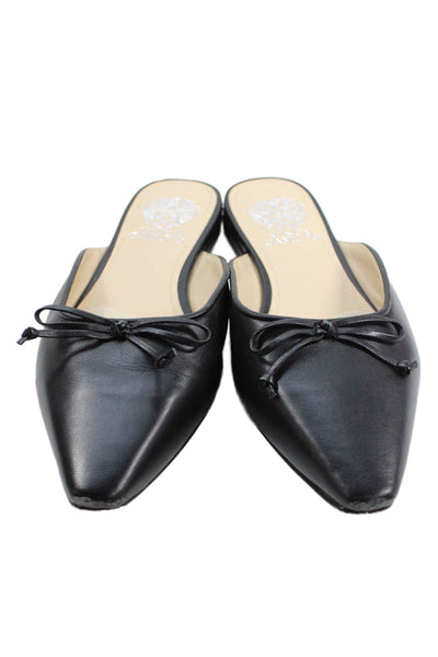 Vince Camuto Womens Leather Slide On Palulli Mule Flats Black Size 8 Medium