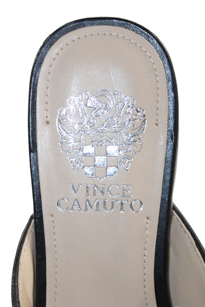 Vince Camuto Womens Leather Slide On Palulli Mule Flats Black Size 8 Medium
