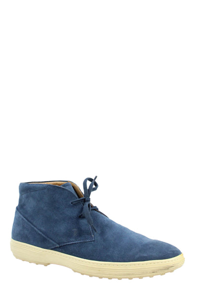 Tods Mens Suede Lace Up Ankle Boots Blue Size 7.5