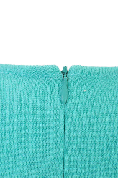 St. John Women Designer V-Neck Zip 3/4 Sleeve Green Wool Blend Blouse Size M