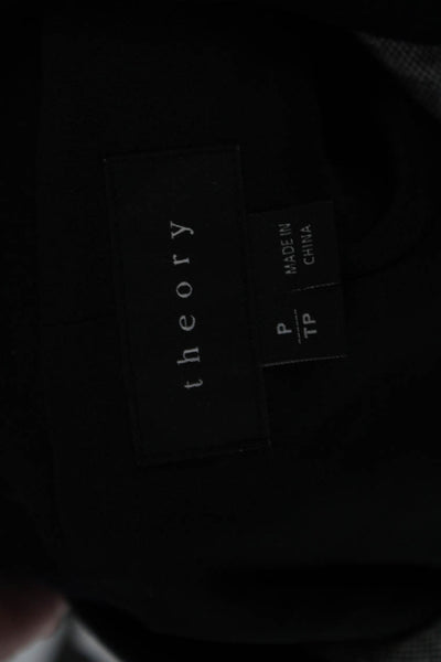 Theory Women Biker Motorcycle Jacket Black Cotton Blend Zip Collared Size 0P