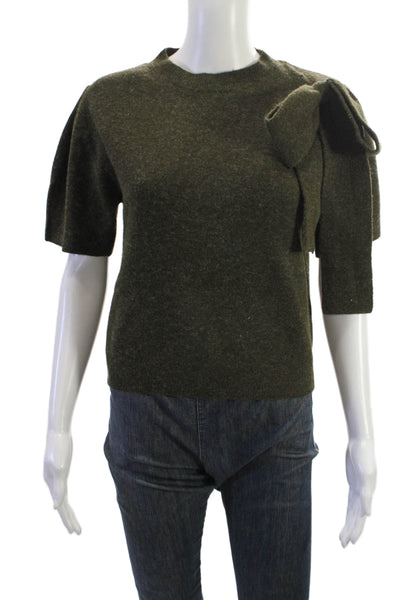 Zara Unisex Pullover Sweater Green Short Sleeve Crew Neck Army Size L