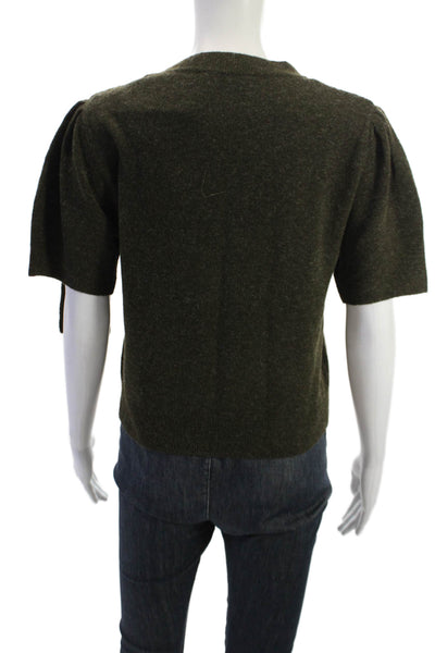 Zara Unisex Pullover Sweater Green Short Sleeve Crew Neck Army Size L