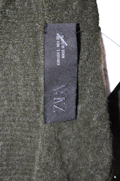 Zara Unisex Pullover Sweater Green Short Sleeve Crew Neck Army Size L