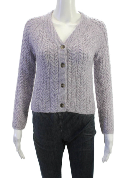 MNG Unisex Purple V-Neck Button Cardigan Long Sleeve Fall Size S