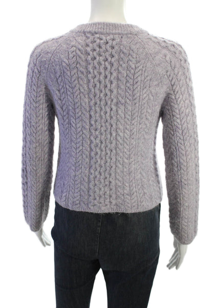 MNG Unisex Purple V-Neck Button Cardigan Long Sleeve Fall Size S