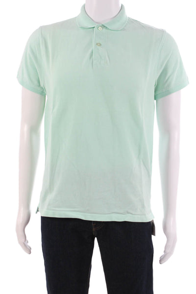 J Crew Mens Collared Short Sleeve Polo Green 100% Cotton Classic Solid Size M