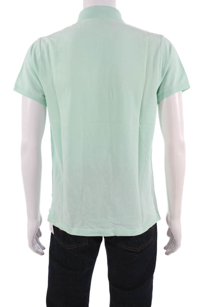 J Crew Mens Collared Short Sleeve Polo Green 100% Cotton Classic Solid Size M