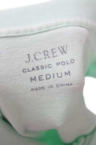 J Crew Mens Collared Short Sleeve Polo Green 100% Cotton Classic Solid Size M
