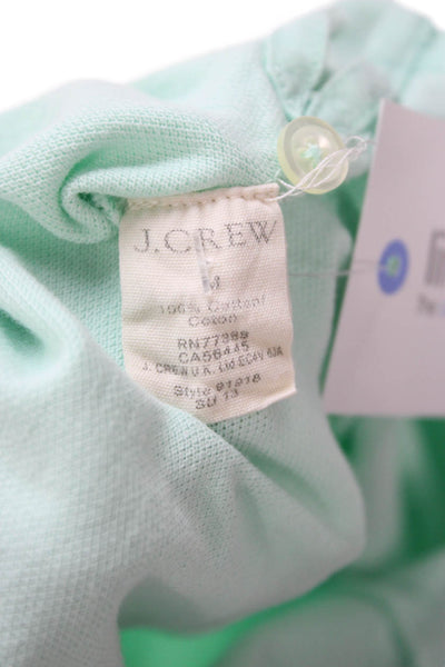 J Crew Mens Collared Short Sleeve Polo Green 100% Cotton Classic Solid Size M