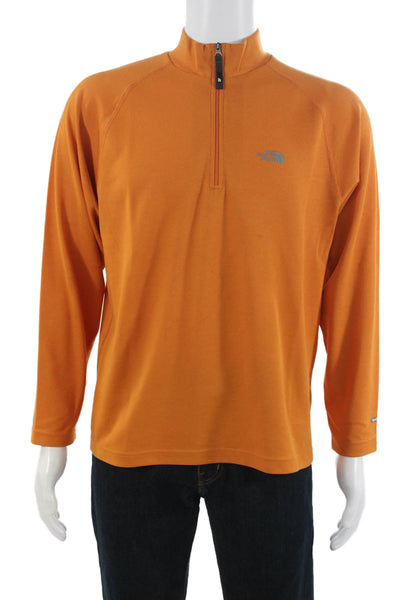 The North Face Mens Stand-Up Mock Neck Long Sleeve T-Shirt Orange Size M