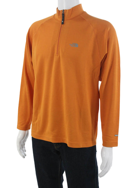 The North Face Mens Stand-Up Mock Neck Long Sleeve T-Shirt Orange Size M