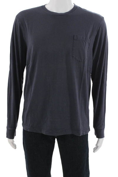 J Crew Mens Dark Blue Cotton Long Sleeve Crew Neck T-Shirt Size L