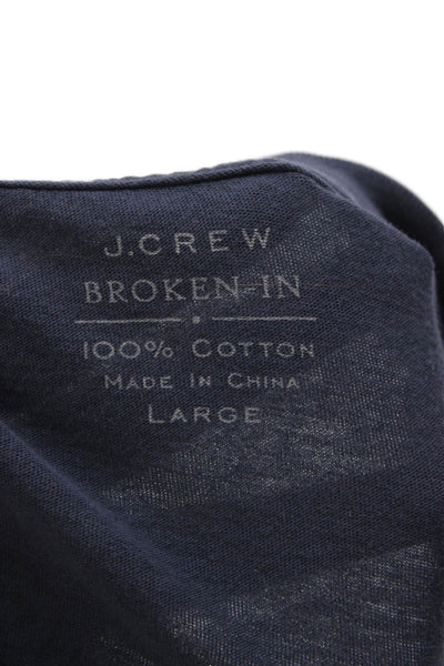 J Crew Mens Dark Blue Cotton Long Sleeve Crew Neck T-Shirt Size L