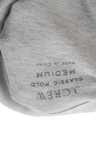 J Crew Mens Classic Gray Long Sleeve Collared Polo 100% Cotton Size M