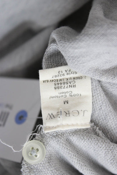 J Crew Mens Classic Gray Long Sleeve Collared Polo 100% Cotton Size M