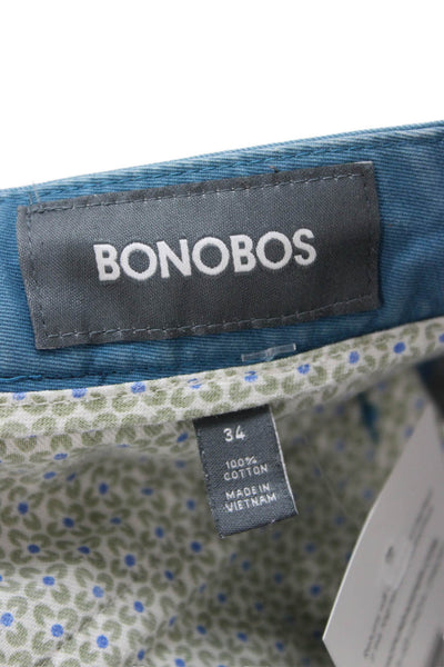 Bonobos Mens Chino Shorts Blue 100% Cotton Button Closure Size 34