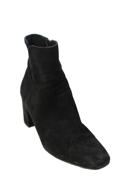 Aquatalia Women's Round Toe Block Heel Suede Ankle Boots Black Size 10