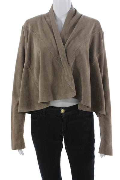 BCBGMAXAZRIA Womens Brown V-Neck Button Long Sleeve Designer Jacket Size M