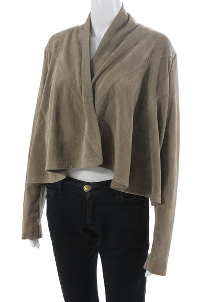 BCBGMAXAZRIA Womens Brown V-Neck Button Long Sleeve Designer Jacket Size M