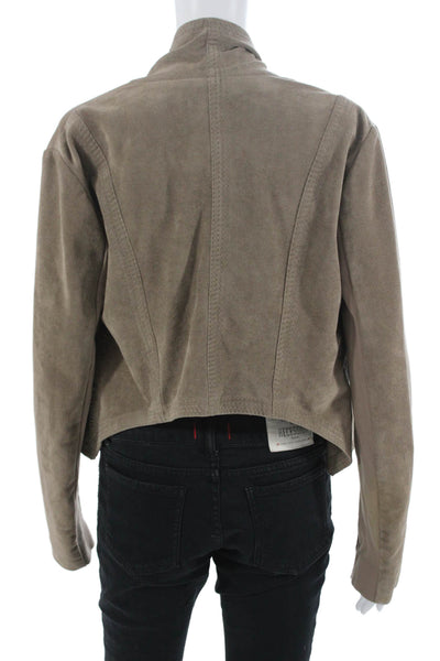 BCBGMAXAZRIA Womens Brown V-Neck Button Long Sleeve Designer Jacket Size M