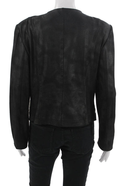 Insight Womens Biker Motorcycle Jacket Black Animal Print Long Sleeve Size 10