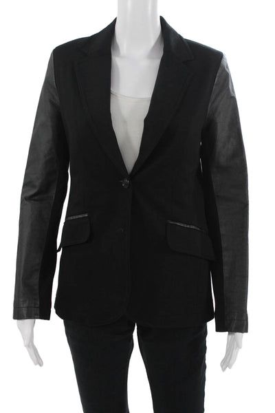 My Tribe Women Black Collared Long Sleeve Blazer Button Closure Classic Size S