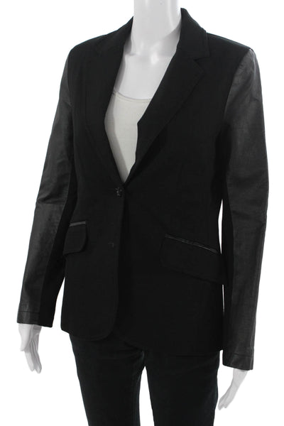 My Tribe Women Black Collared Long Sleeve Blazer Button Closure Classic Size S