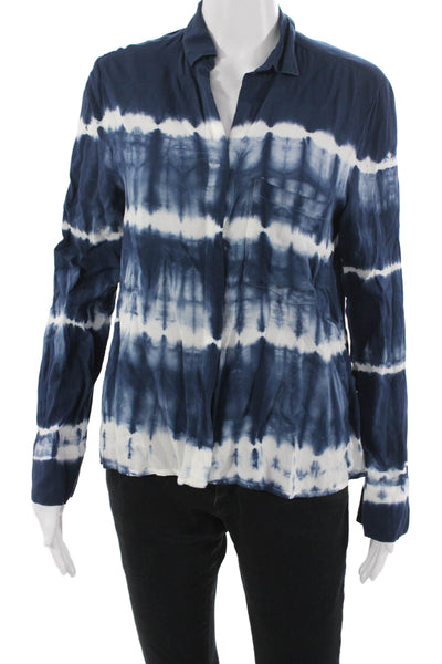 Young Fabulous & Broke Womens Boho Dark Blue Rayon Buttonup Long Sleeve Size XS