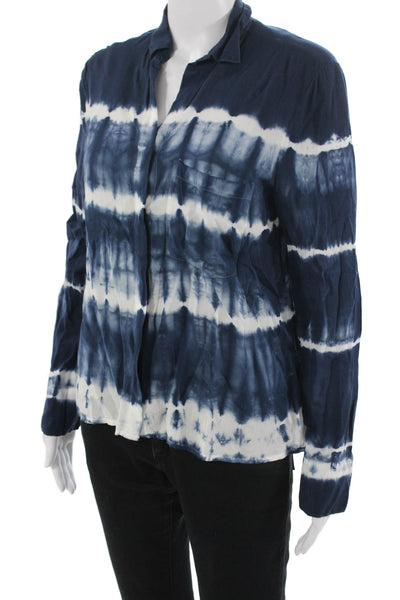 Young Fabulous & Broke Womens Boho Dark Blue Rayon Buttonup Long Sleeve Size XS