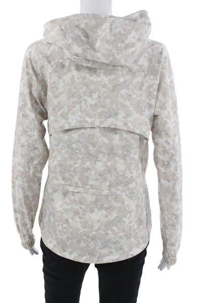 Athleta Women Windbreaker Beige Camo High Neck Zip Front Size S