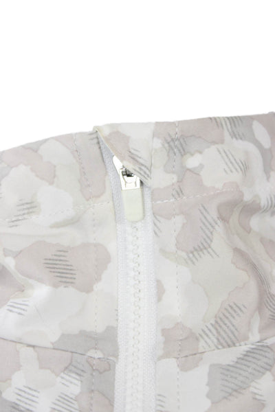 Athleta Women Windbreaker Beige Camo High Neck Zip Front Size S