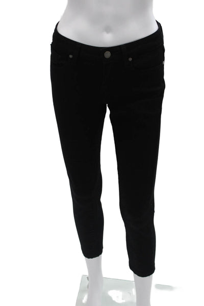 Paige Womens Ankle Skinny Jeans Black Low Rise Button Size 26
