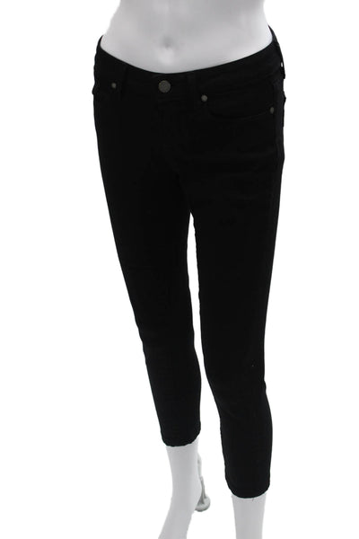 Paige Womens Ankle Skinny Jeans Black Low Rise Button Size 26