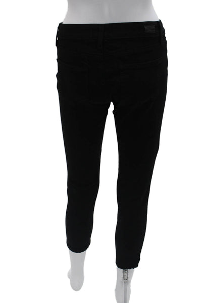 Paige Womens Ankle Skinny Jeans Black Low Rise Button Size 26