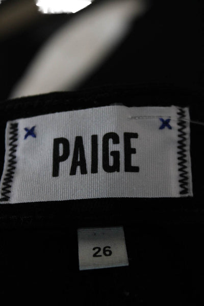 Paige Womens Ankle Skinny Jeans Black Low Rise Button Size 26