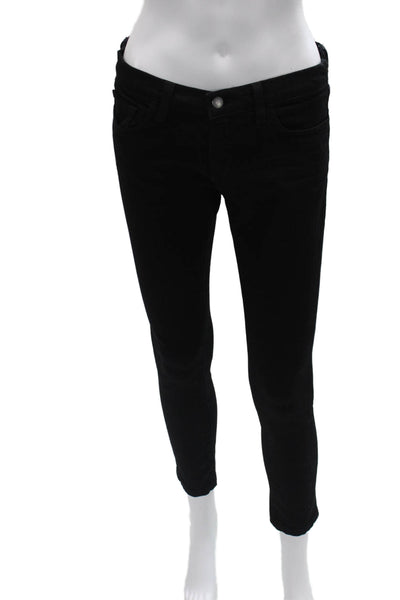 J Brand Womens Black Ankle Skinny Jeans Mid Rise Button Size 28