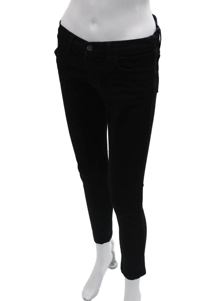 J Brand Womens Black Ankle Skinny Jeans Mid Rise Button Size 28