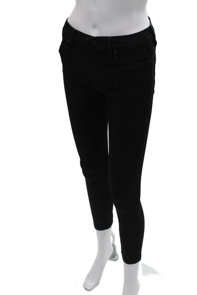 Hudson Women Ankle Skinny Jeans Black Mid Rise Button Fly Size 26