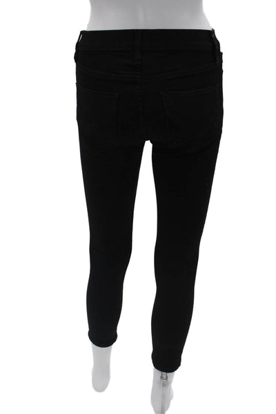 Hudson Women Ankle Skinny Jeans Black Mid Rise Button Fly Size 26
