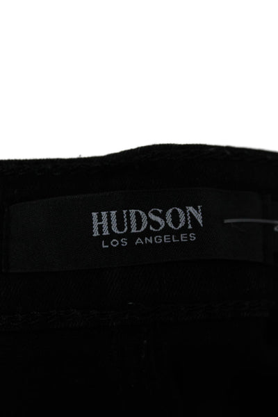 Hudson Women Ankle Skinny Jeans Black Mid Rise Button Fly Size 26