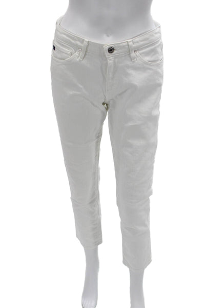 Adriano Goldschmied Women Ankle Cropped Jeans White Mid Rise Size 27