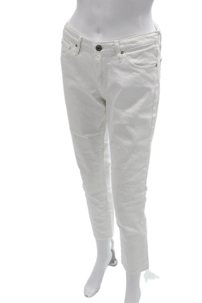 Adriano Goldschmied Women Ankle Cropped Jeans White Mid Rise Size 27