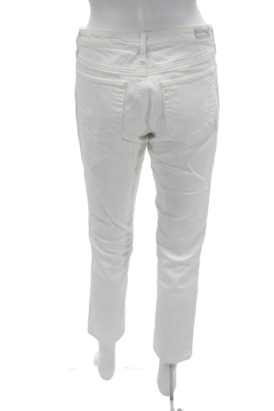 Adriano Goldschmied Women Ankle Cropped Jeans White Mid Rise Size 27