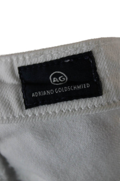 Adriano Goldschmied Women Ankle Cropped Jeans White Mid Rise Size 27