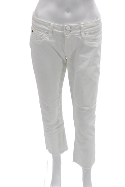 Hudson Womens Cropped Straight Jeans White Button Size 27