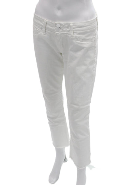 Hudson Womens Cropped Straight Jeans White Button Size 27