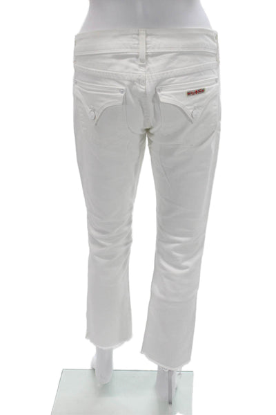 Hudson Womens Cropped Straight Jeans White Button Size 27